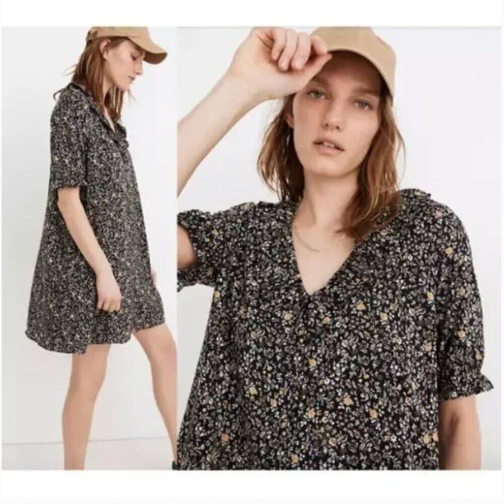 Madewell Ruffle Button-Front Trapeze Dress in Folkmagic Floral